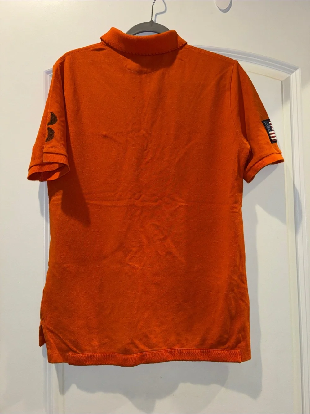 Vintage Ralph Lauren Orange Polo with Patches and Stenciled Graphics